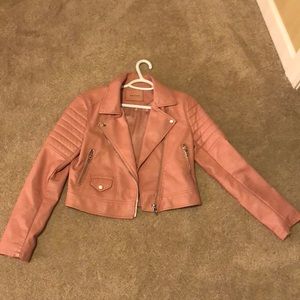 Leather, light pink jacket